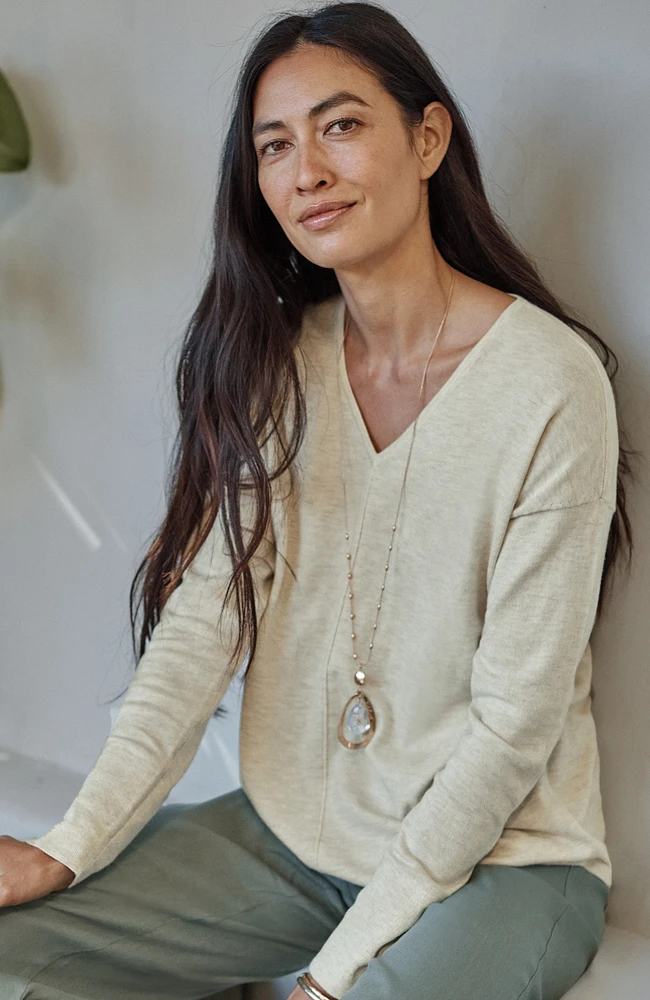 organically grown cotton seamed sweater