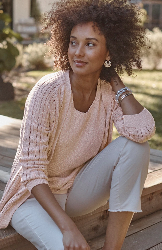 marled single-button cardi