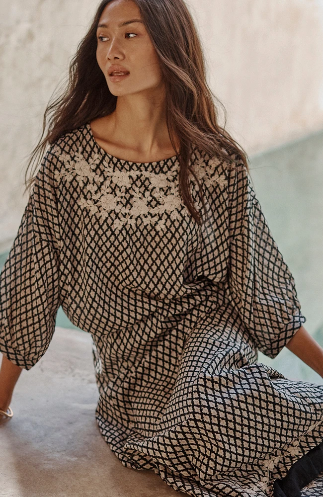 pure jill hand-embroidered top