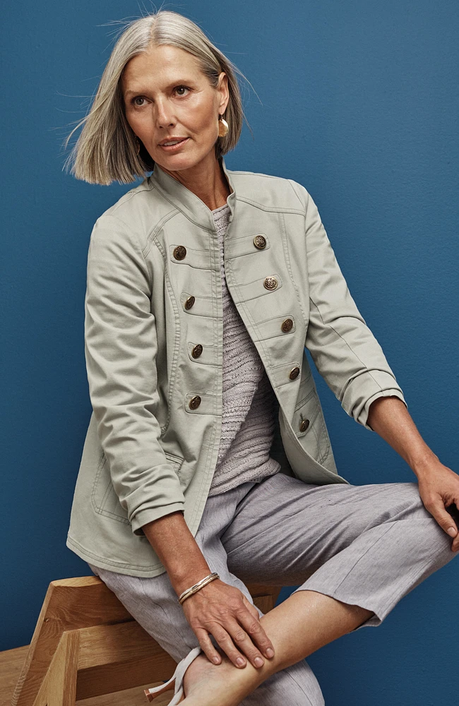 slub chino military jacket