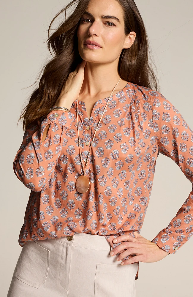 printed cotton voile top