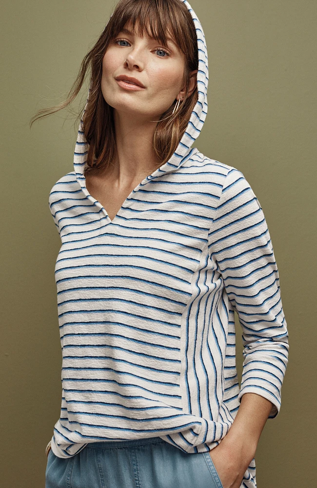 mixed-stripes cotton hoodie