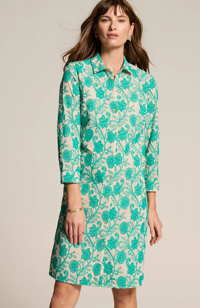 embroidered a-line shirtdress