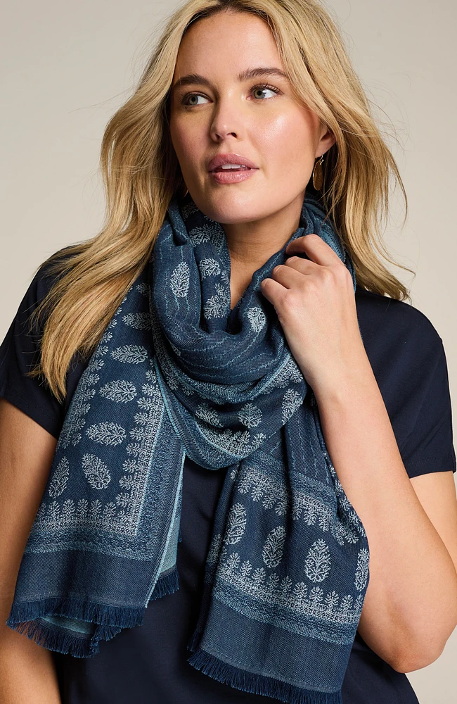 indigo jacquard scarf