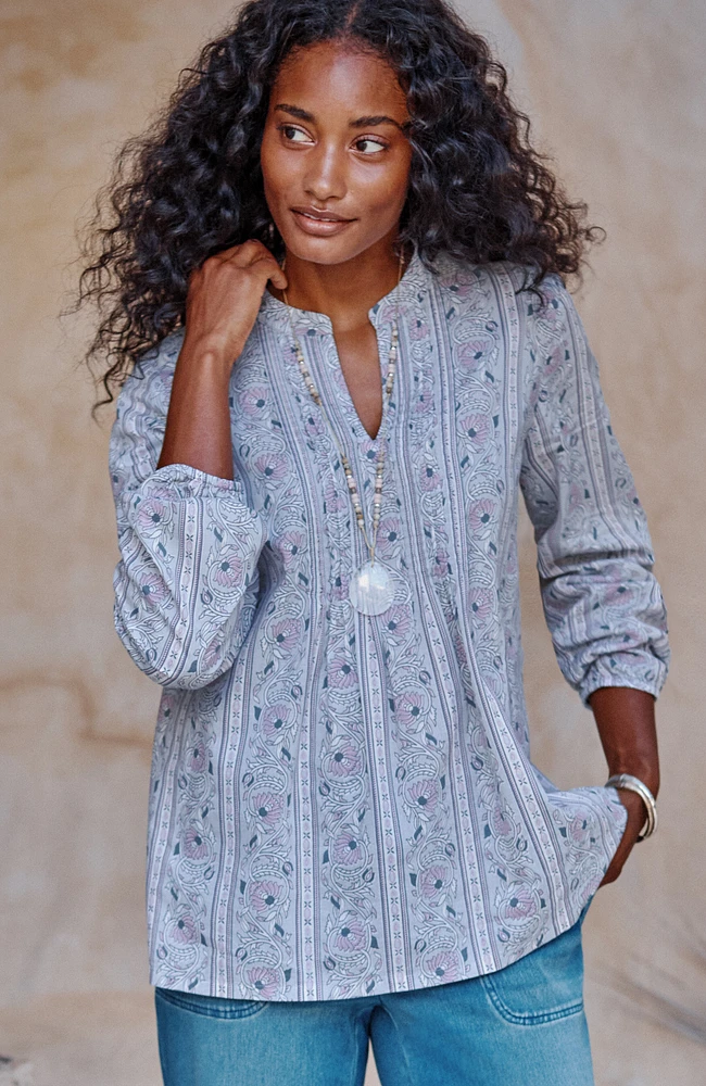 pure jill organically grown cotton printed top