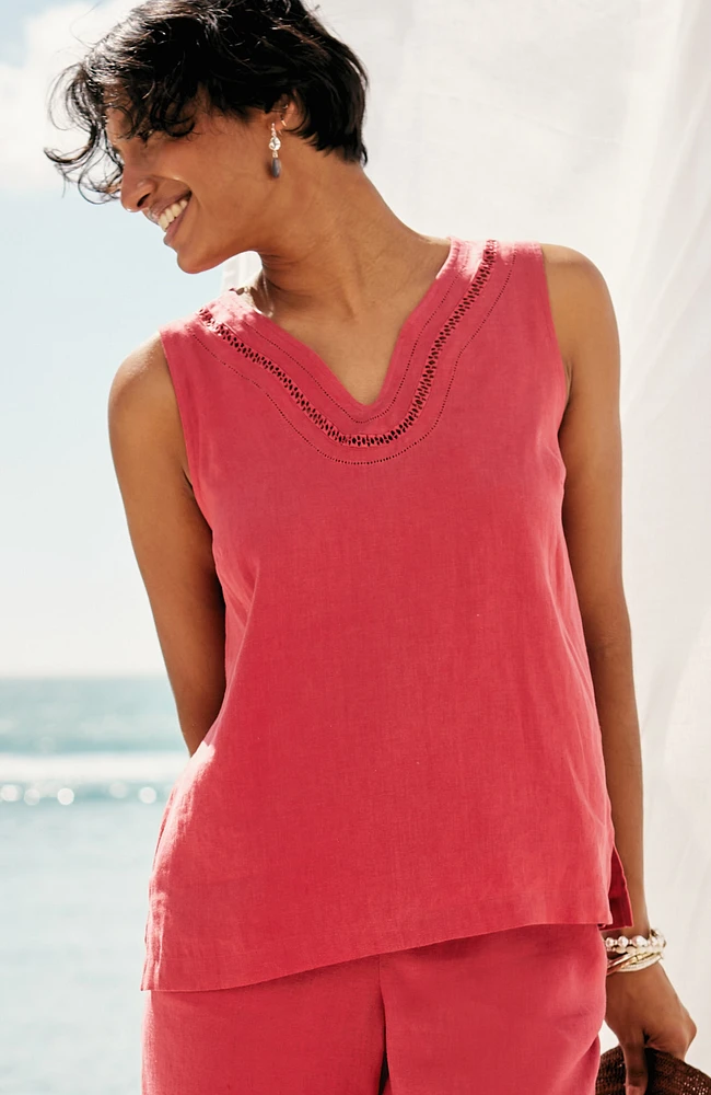 linen-trimmed tank