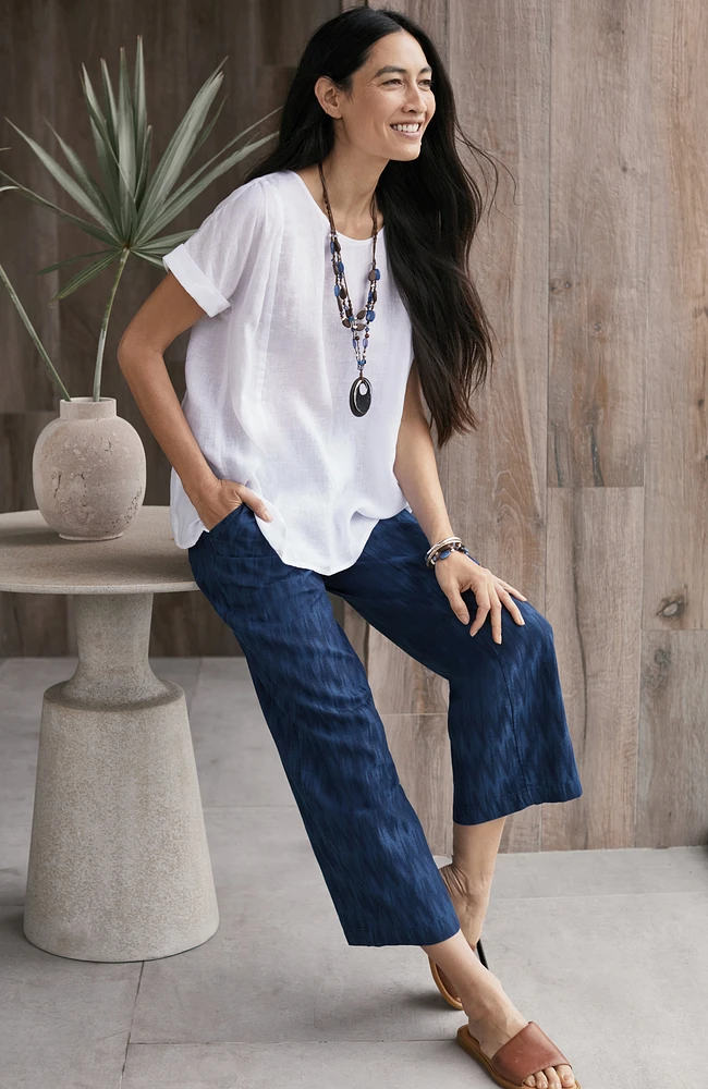 pure jill indigo dobby crops