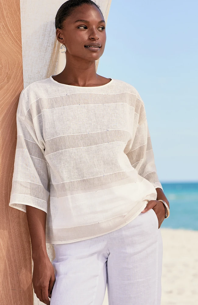 pure jill sequin-striped top