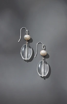 glass-beaded drop earrings