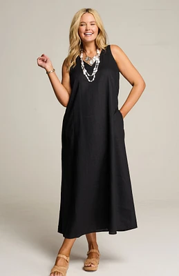 sleeveless v-neck maxi dress