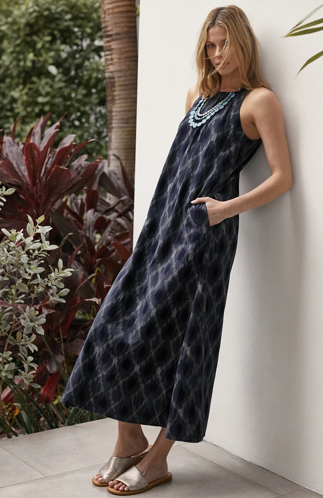 pure jill ikat a-line maxi dress