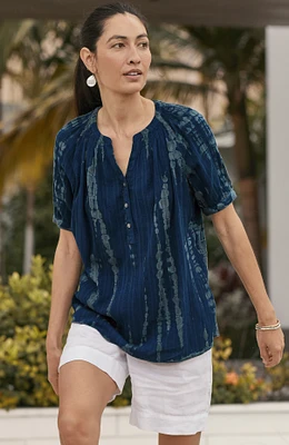 pure jill tie-dyed crinkled top