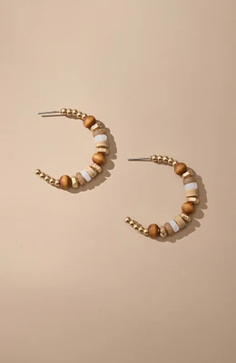 mixed-beads hoop earrings