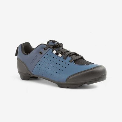 Road and Gravel Lace-Up Cycling Shoes - SPD GRVL 500 Blue/Navy