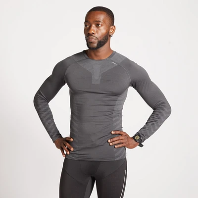 Men's Winter Breathable Running T-Shirt - Kiprun Skincare LS Grey