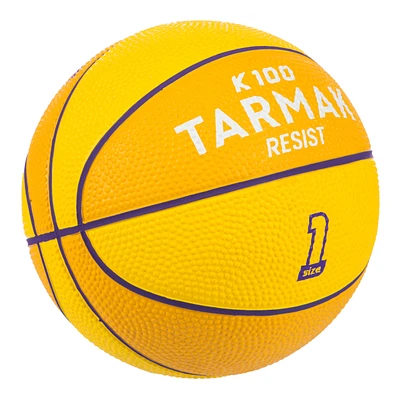 Kids' Size 1 Rubber Basketball - K 100 Yellow