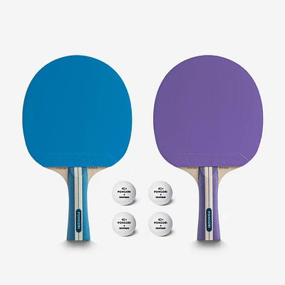 Set of 2 Table Tennis Paddles + 4 Balls, TTR 130 4* Spin