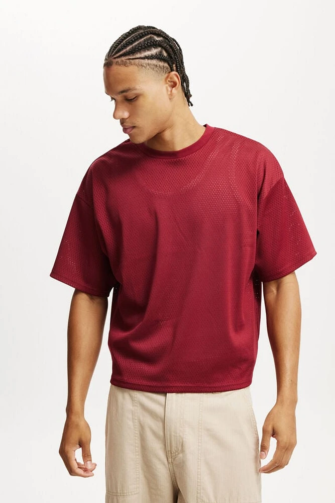Cropped Fit Mesh T-Shirt
