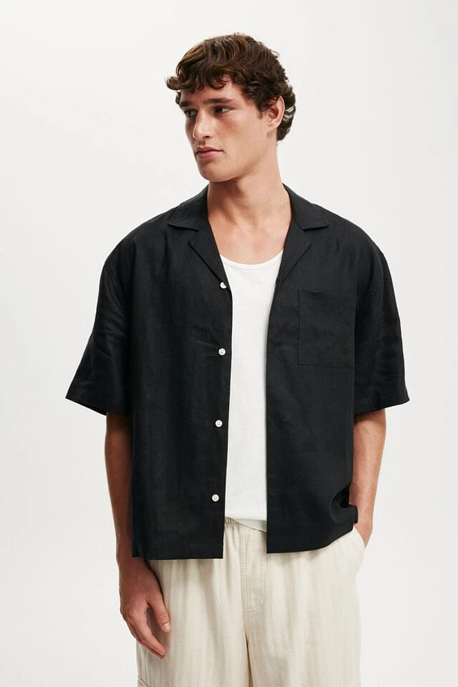 Linen Box Fit Short Sleeve Shirt