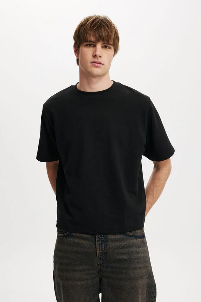 Cropped Fit Textured T-Shirt
