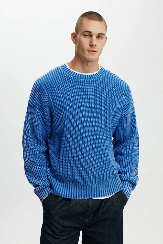 Washed Box Fit Crew Knit