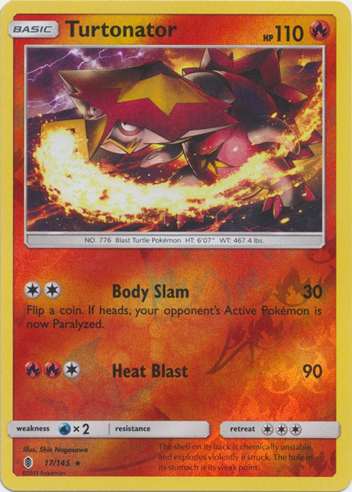 Turtonator - 17/145 - Rare - Reverse Holo