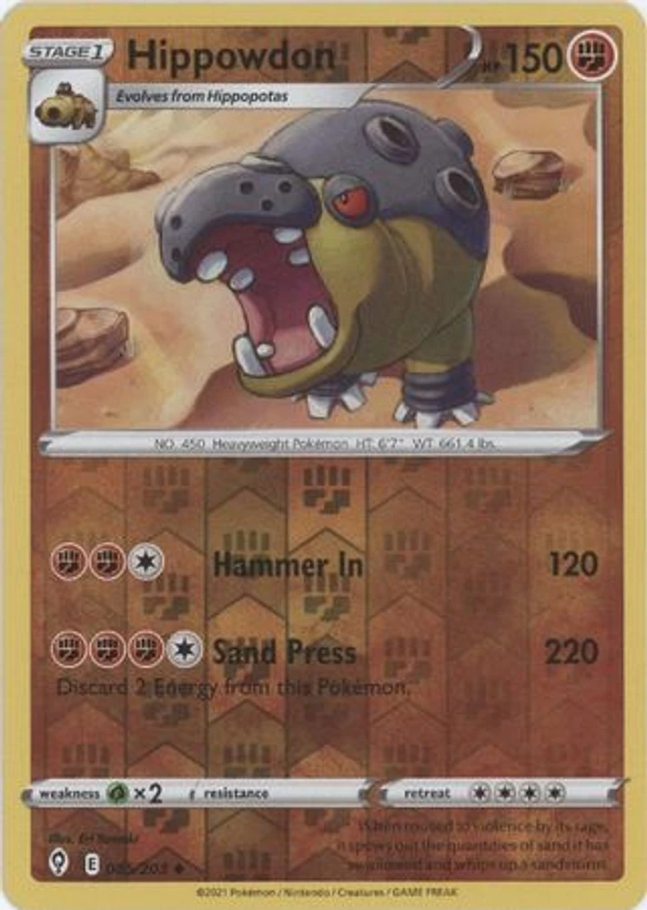 Hippowdon - 085/203 - Uncommon - Reverse Holo