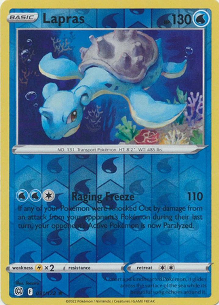 Lapras - 031/172 - Rare - Reverse Holo