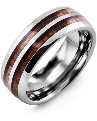 MEA - Men's Double Koa Wood Tungsten Wedding Band