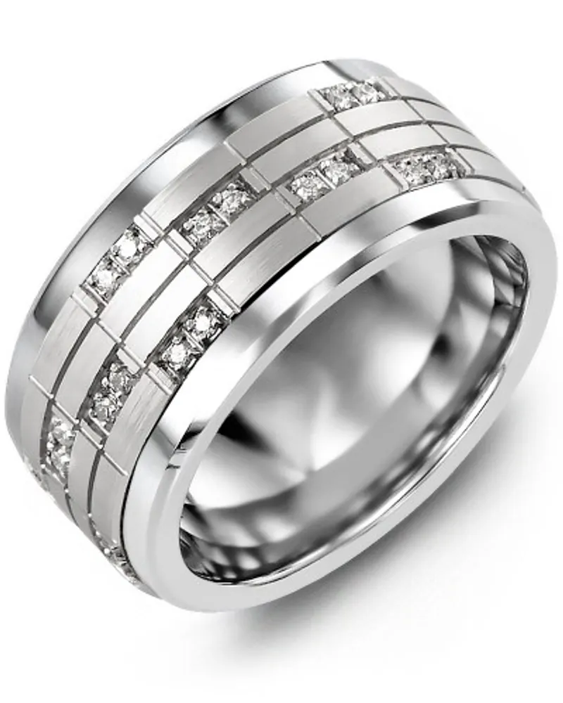 MKZ MOD - Men's Puzzle Pattern Wide Diamond Wedding Band