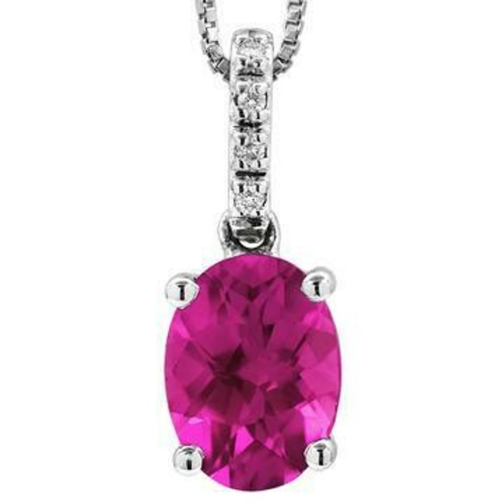 Oval Pink Topaz Pendant with Diamond Bail 14KT Gold