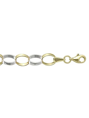 Yellow & White Gold Two Tone Fancy Hollow Link Bracelet 10KT