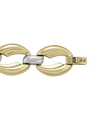 Yellow & White Gold Two Tone Hollow Fancy Bracelet 14KT