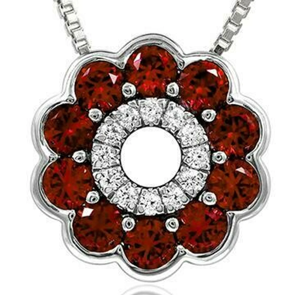 Floral Ruby Pendant with Diamond Accent Gold