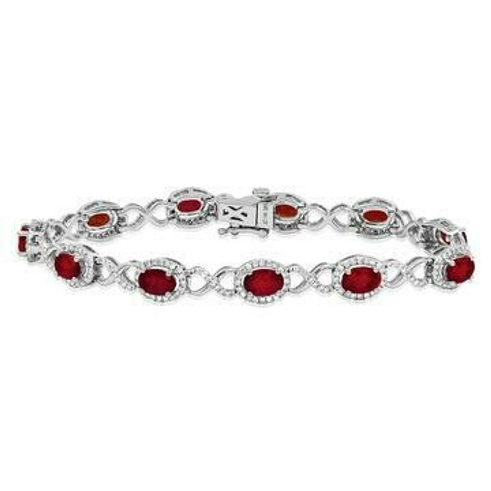 Open Gold Ruby Bangle with Diamond Cluster White Gold