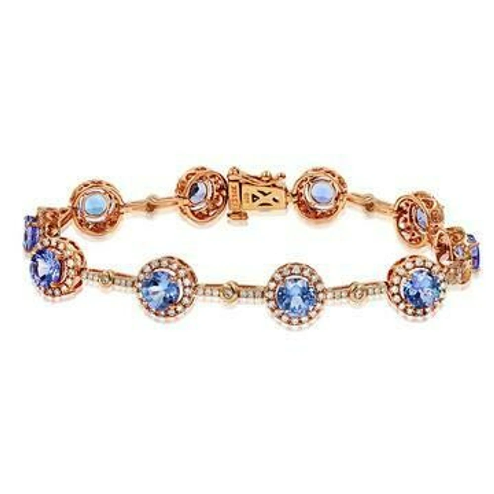 Tanzanite Halo Bracelet with Diamond Accent Rose Gold