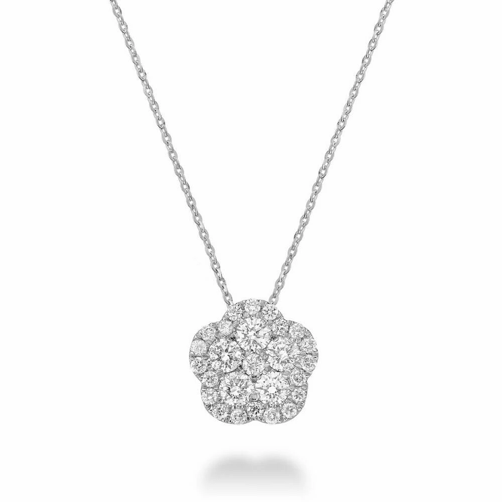 Hollow Flower Diamond Pendant 0.15 CTDI White Gold