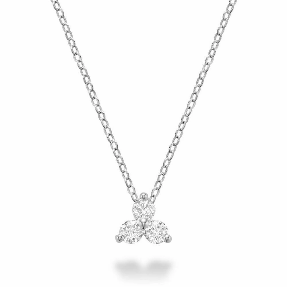 Three Stone Diamond Pendant White Gold