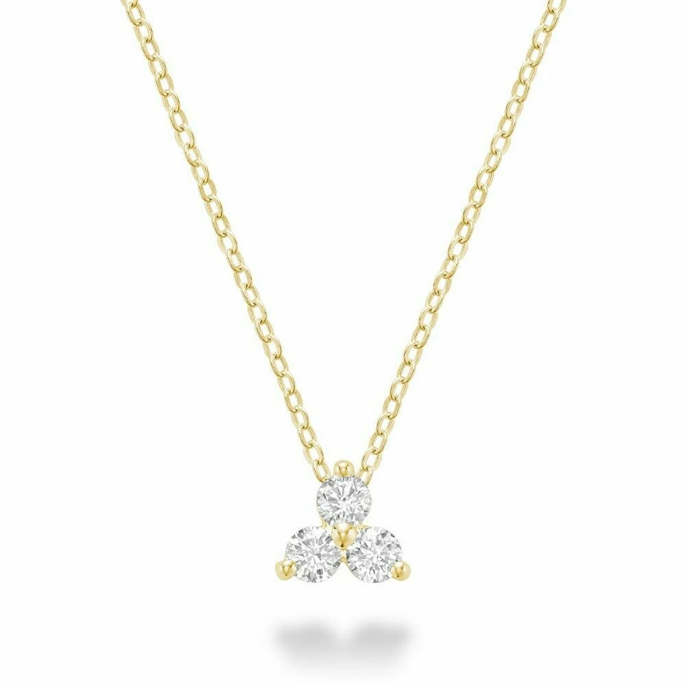 Three Stone Diamond Pendant Yellow Gold