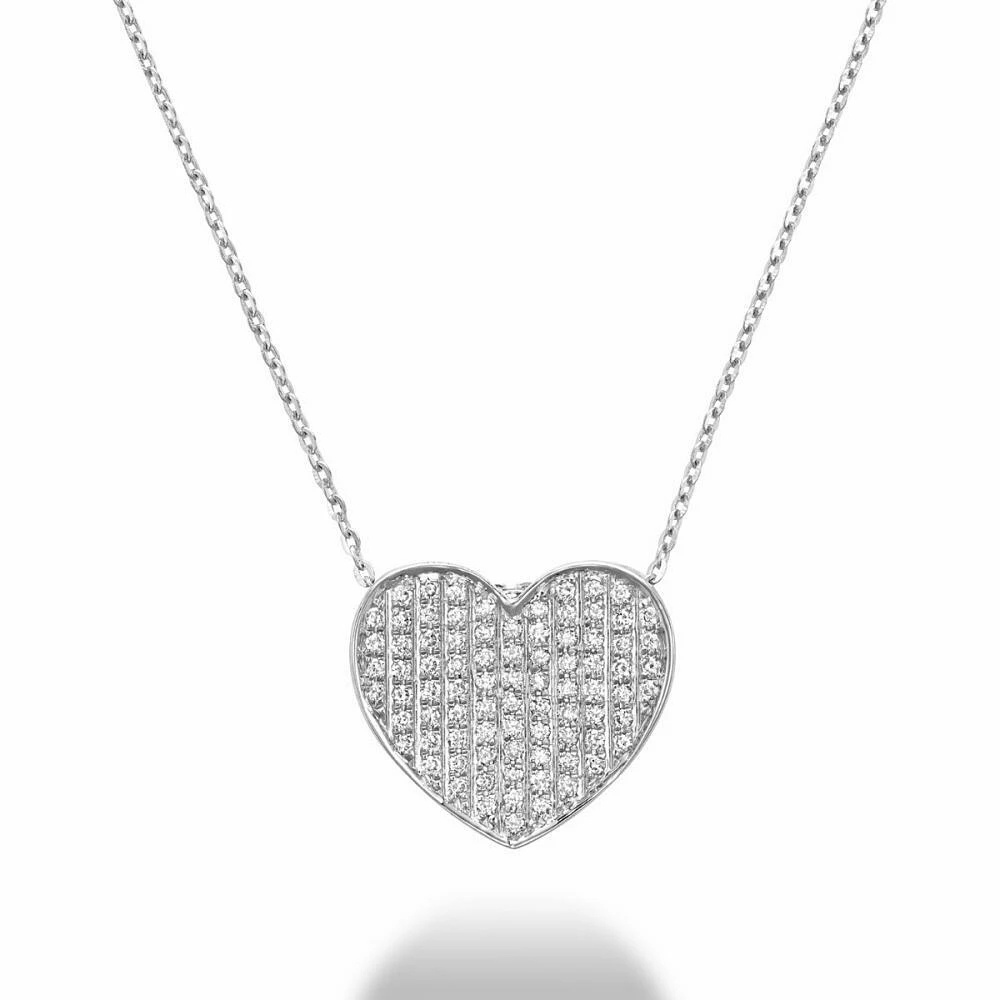 Curved Heart-Shaped Diamond Pendant White Gold