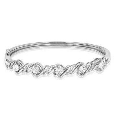Diamond Semi-Mount Swirl Bangle 14K White Gold