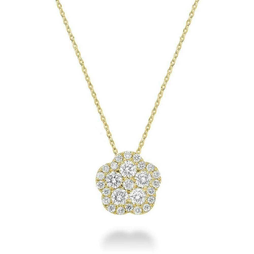 Hollow Flower Diamond Pendant CTDI Yellow Gold