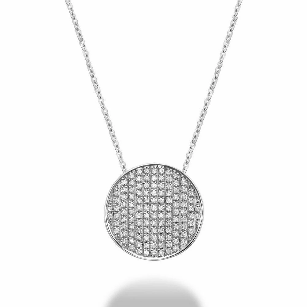 Curved Disk Diamond Pendant CTDI White Gold