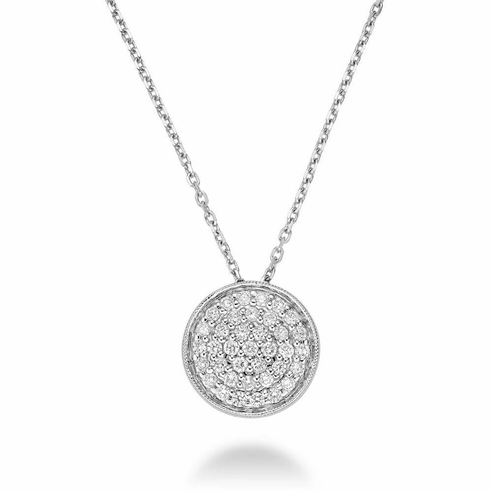 Circle Diamond Milgrain Pendant White Gold