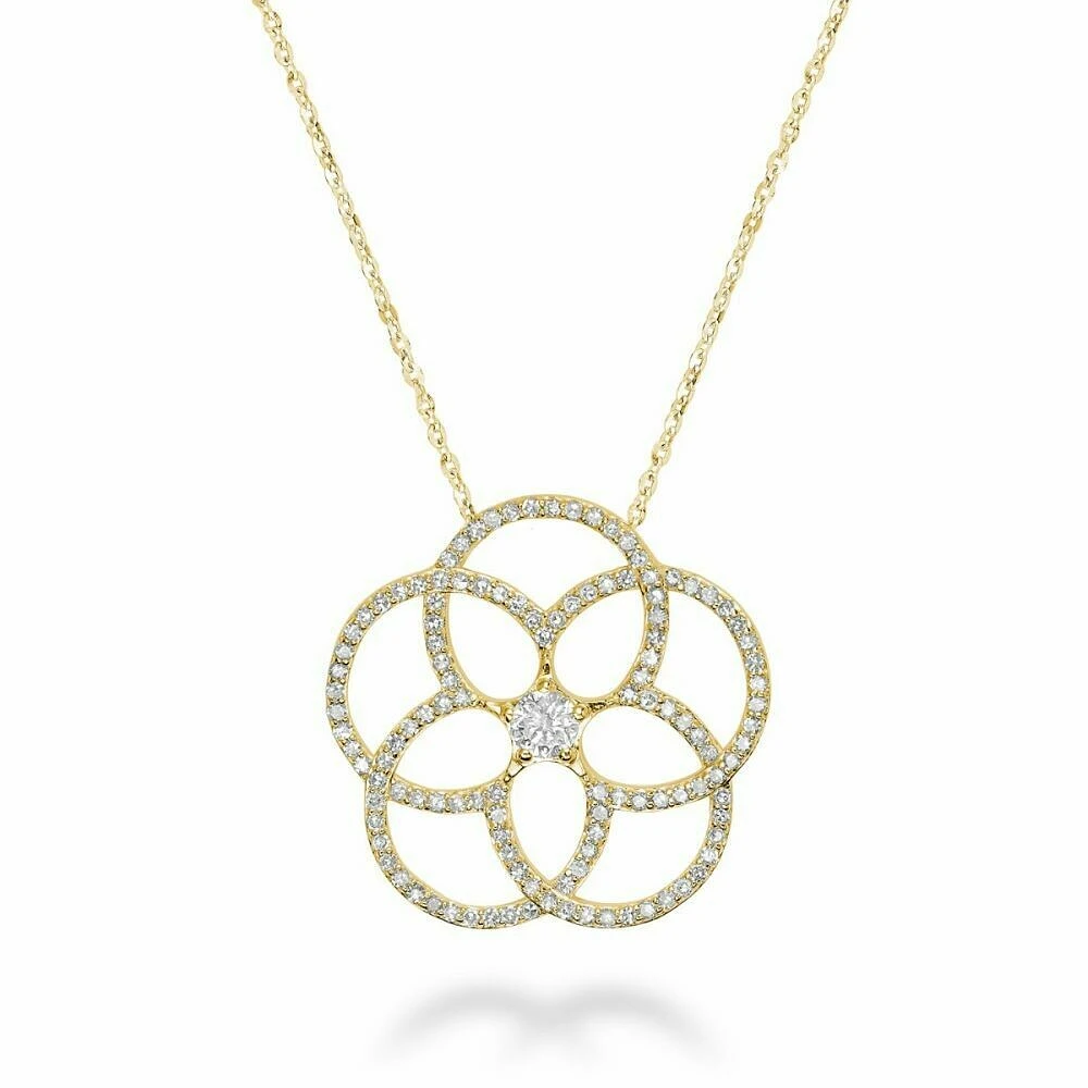 Big Flower Diamond Pendant 0.50CTDI Yellow Gold