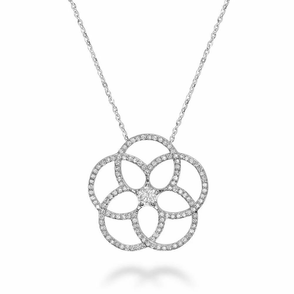 Big Flower Diamond Pendant 0.50CTDI White Gold