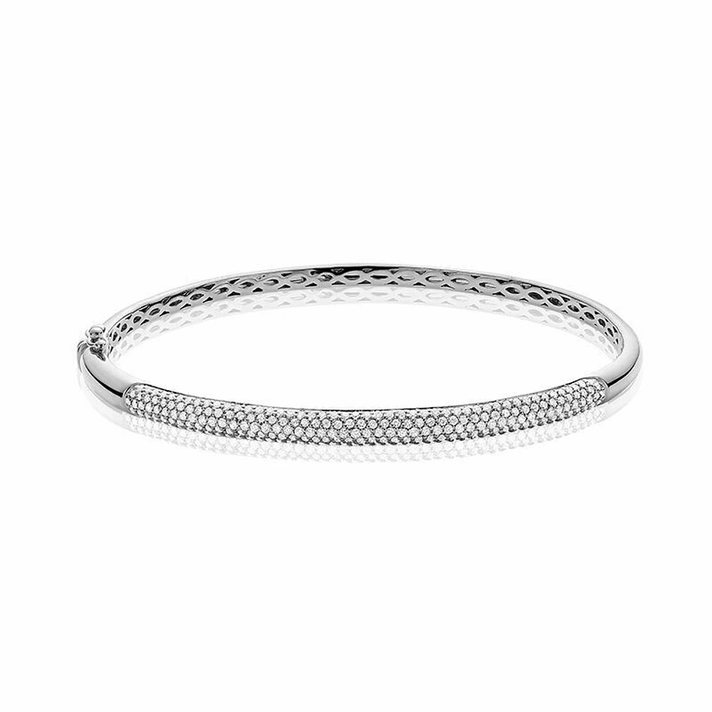 Pave Diamond Bangle Bracelet 1.00CTDI White Gold