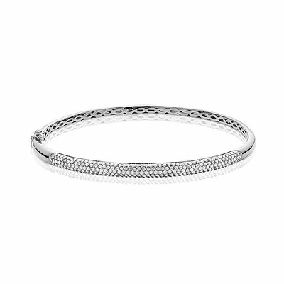 Pave Diamond Bangle Bracelet 1.00CTDI White Gold
