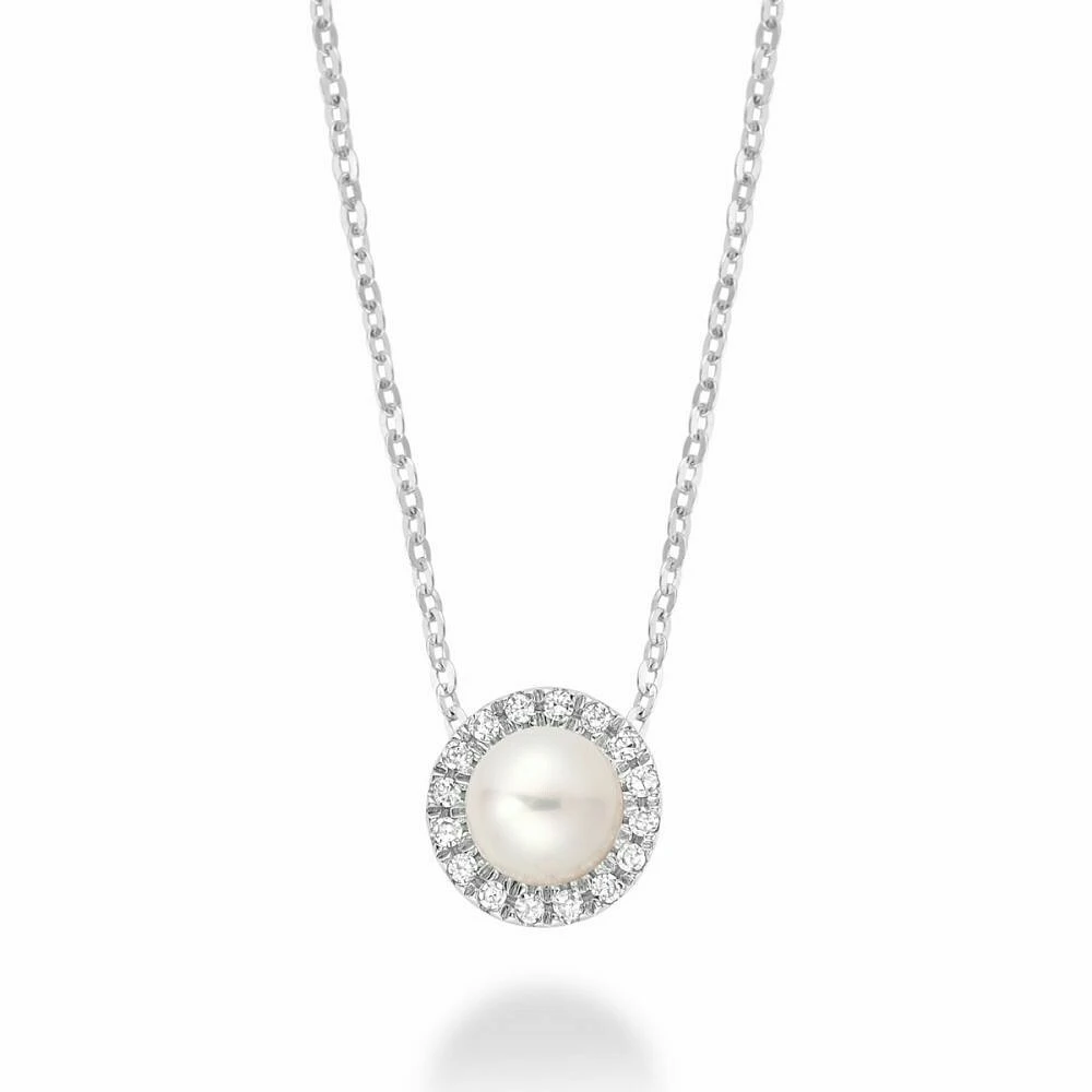 Freshwater Pearl & Diamond Pendant 0.05CTDI White Gold