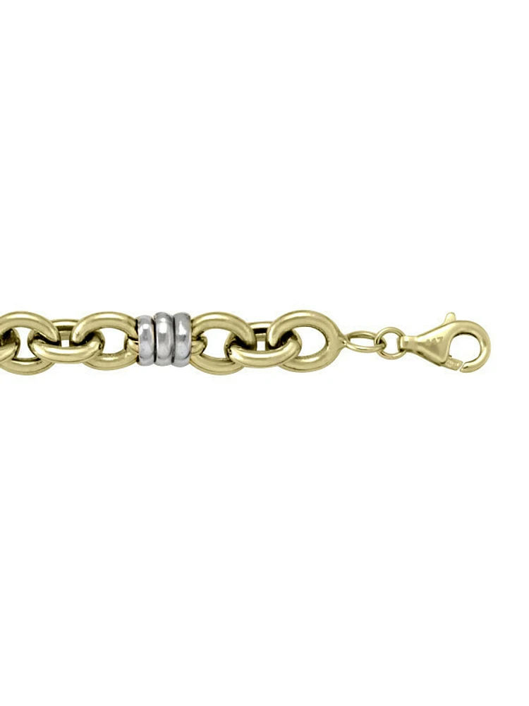 Yellow & Gold Two Tone Hollow Fancy Link Bracelet 10KT